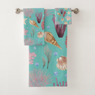 Colourful Underwater Life Pattern Bath Towel Set