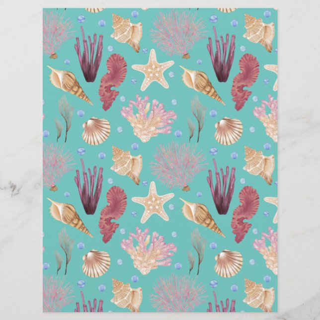 Colourful Underwater Life Pattern Scrapbook Paper (Front)
