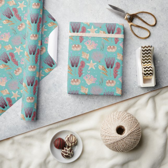 Colourful Underwater Life Pattern Wrapping Paper (Crafts)