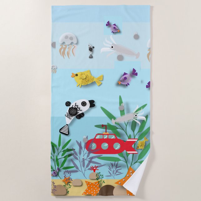 Colourful Underwater Scene Beach Towel (Front)