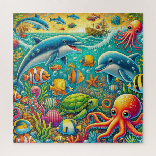 Colourful Underwater Scene Featuring Marine Life Jigsaw Puzzle