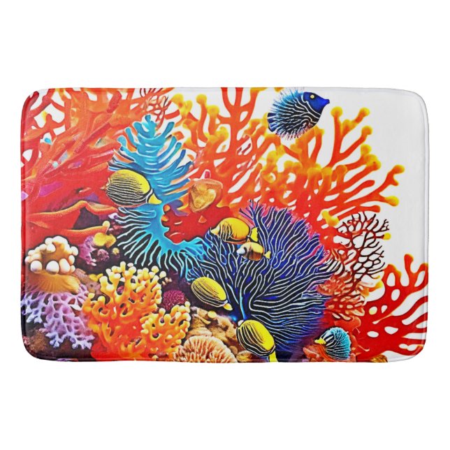 Colourful Underwater Sea Life Design  Bath Mat (Front)