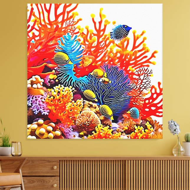 Colourful Underwater Sea Life Design  Canvas Print (Insitu(LivingRoom))