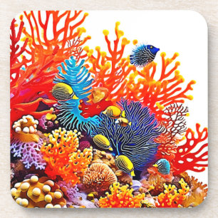 Colourful Underwater Sea Life Design Coaster
