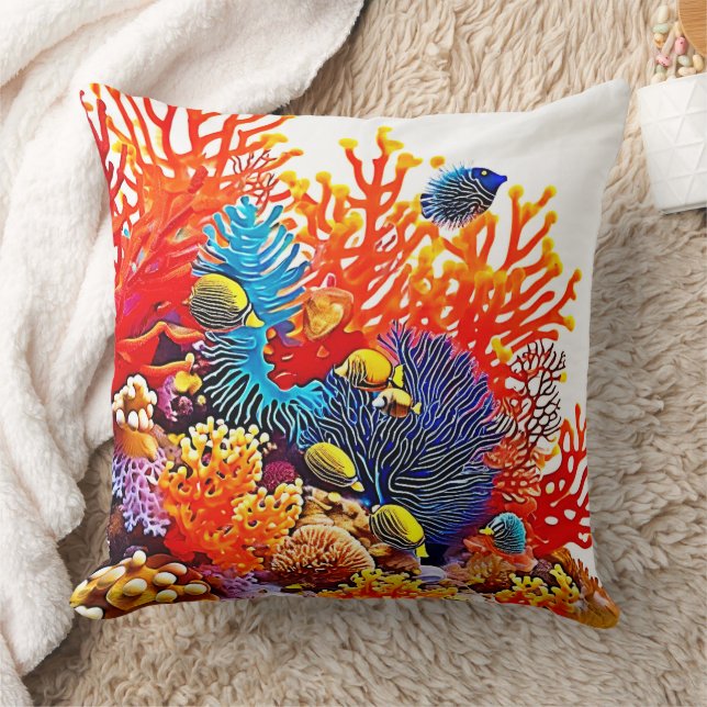 Colourful Underwater Sea Life Design  Cushion (Blanket)
