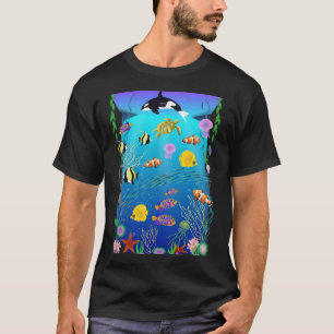 Colourful Underwater Sea Life Illustration tshirt
