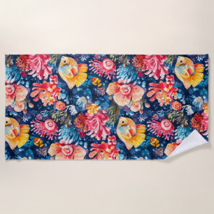 Colourful Underwater Sea Life Ocean  Beach Towel