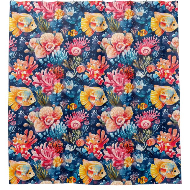 Colourful Underwater Sea Life Ocean  Shower Curtain (Front)