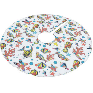 Colourful Underwater Sea Life Pattern Brushed Polyester Tree Skirt
