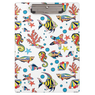 Colourful Underwater Sea Life Pattern Clipboard
