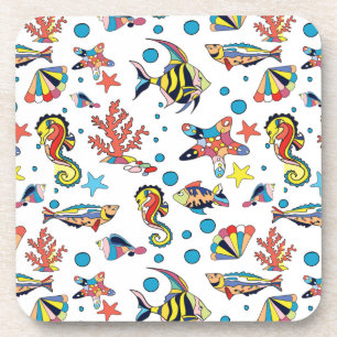 Colourful Underwater Sea Life Pattern Coaster