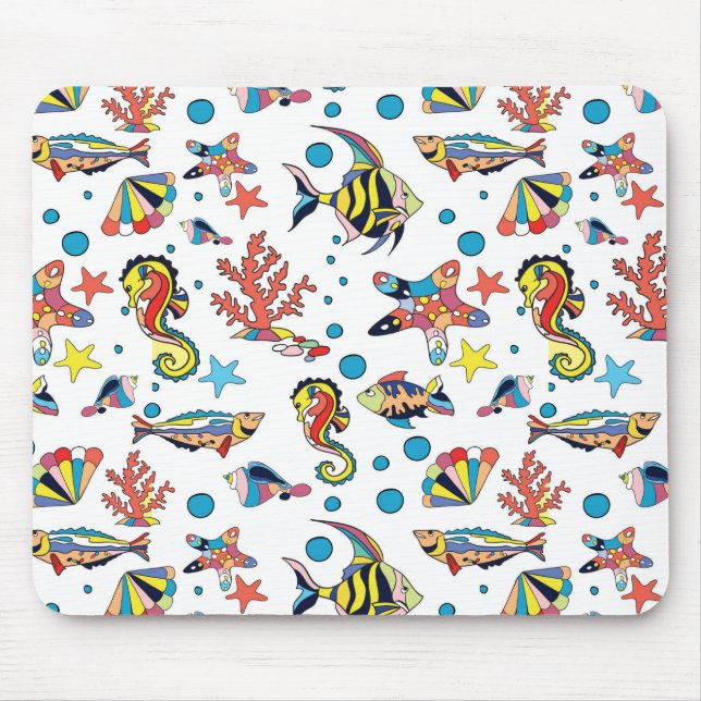 Colourful Underwater Sea Life Pattern Mouse Pad (Front)