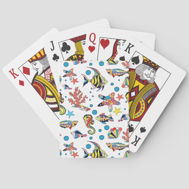 Colourful Underwater Sea Life Pattern Playing Cards (Back)
