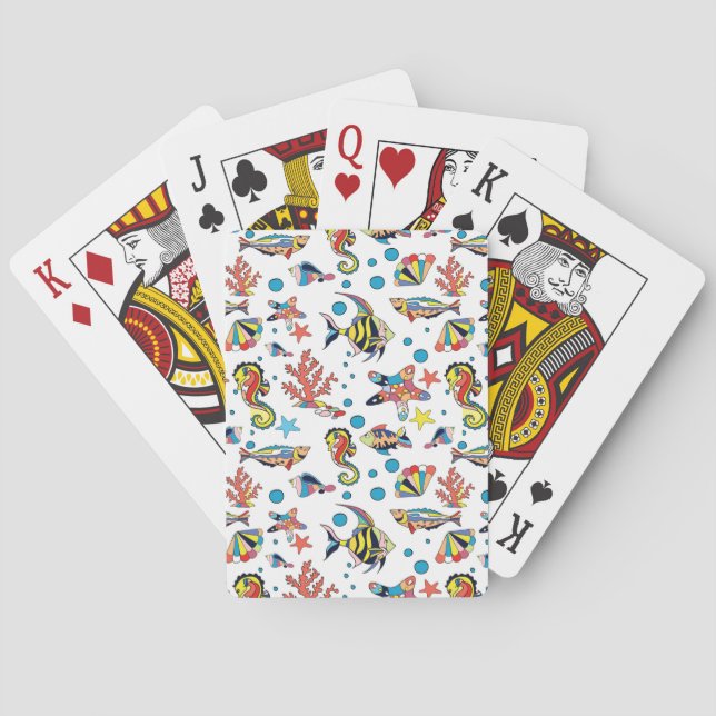 Colourful Underwater Sea Life Pattern Playing Cards (Back)