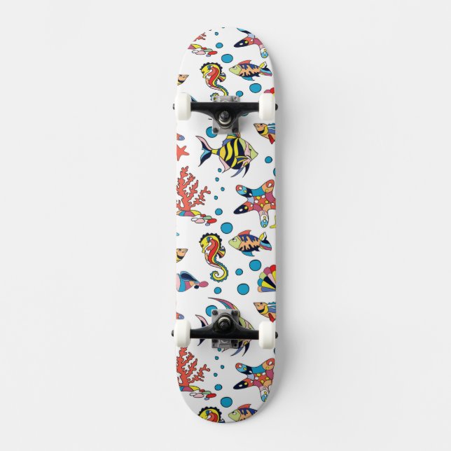 Colourful Underwater Sea Life Pattern Skateboard (Front)