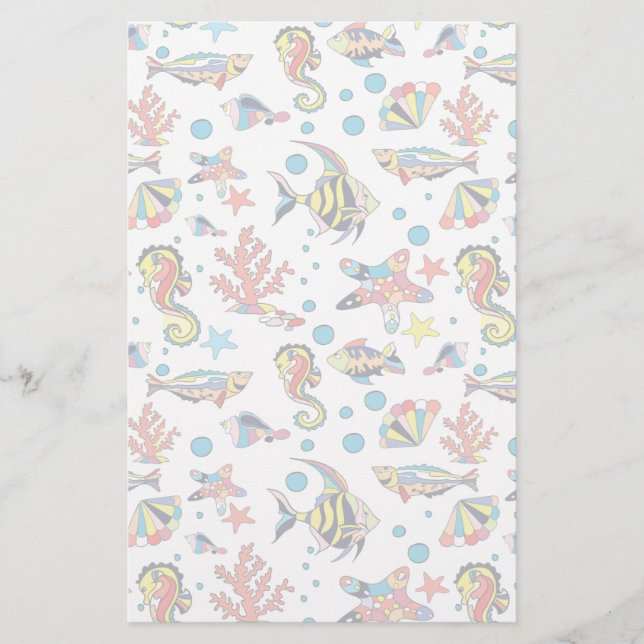 Colourful Underwater Sea Life Pattern Stationery (Front)