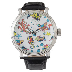 Colourful Underwater Sea Life Pattern Watch