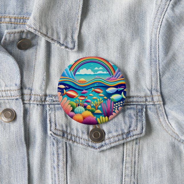 Colourful Underwater Under the Rainbow 7.5 Cm Round Badge (In Situ)