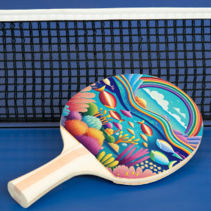 Colourful Underwater Under the Rainbow Ping Pong Paddle