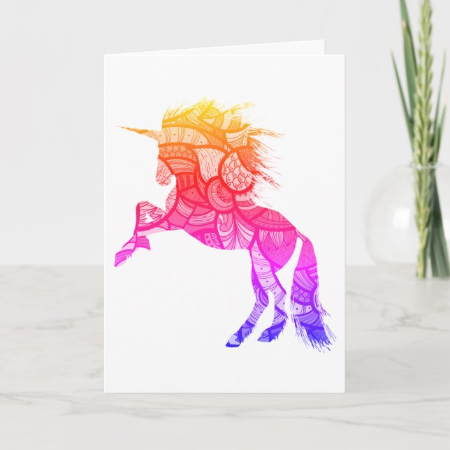 Colourful Unicorn, Birthday Card (Front)