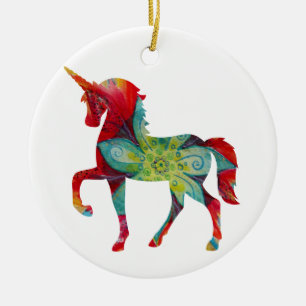 Colourful Unicorn  Circle Ornament