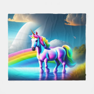 Colourful Unicorn Fleece Blanket