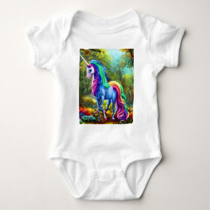 Colourful Unicorn Horse in The Forest-46567 Baby Bodysuit