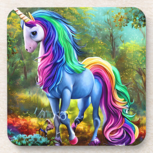 Colourful Unicorn Horse in The Forest-46567 Coaster