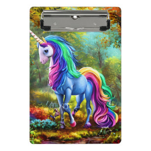 Colourful Unicorn Horse in The Forest-46567 Mini Clipboard
