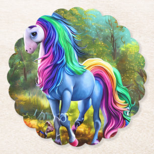Colourful Unicorn Horse in The Forest-46567 Paper Coaster