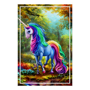 Colourful Unicorn Horse Poster