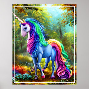 Colourful Unicorn Horse Poster