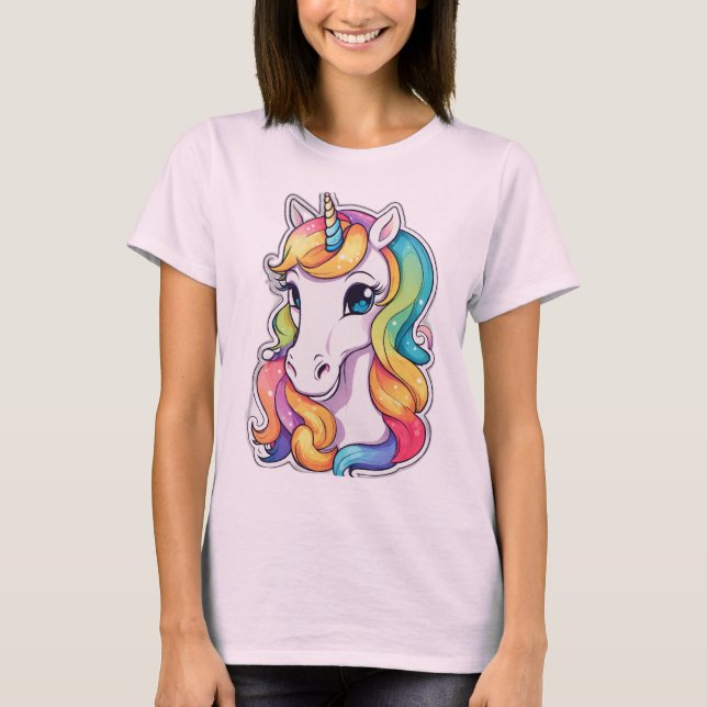 Colourful Unicorn Illustration T-Shirt (Front)