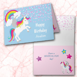 Colourful Unicorn Kids Birthday Card