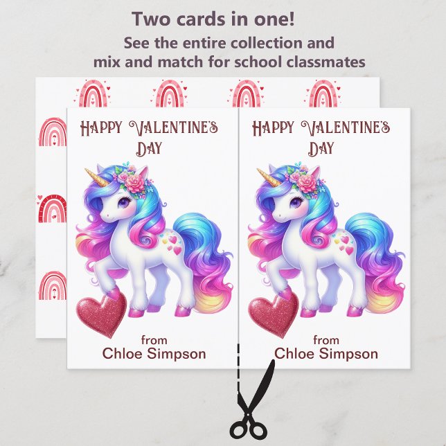 Colourful Unicorn Kid's Valentine Classroom Card (Creator Uploaded)