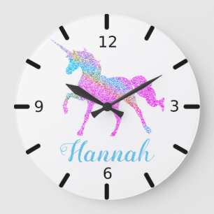Colourful Unicorn Large Clock