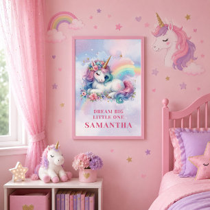 Colourful Unicorn Magical Day Girl Birthday Wall A Poster