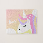 Colourful Unicorn Ombre Rainbow Kids Jigsaw Puzzle<br><div class="desc">Puzzle with Unicorn on an Ombre background</div>