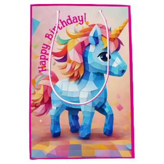 Colourful Unicorn Pinata Birthday Medium Gift Bag