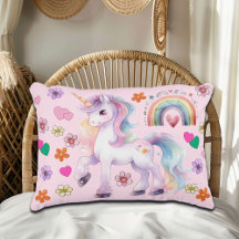 Colourful Unicorn Rainbow and Flowers