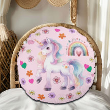 Colourful Unicorn Rainbow and Flowers