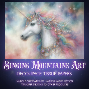 Colourful Unicorn Rainbow Art Craft Decoupage  Tissue Paper