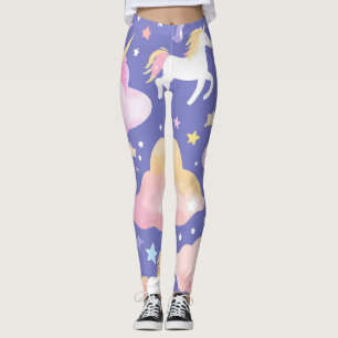 Colourful Unicorn rainbow balloon pattern for her Leggings