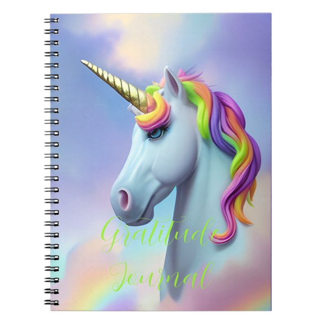 Colourful Unicorn Rainbow Gratitude Journal (Front)