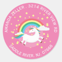 Colourful Unicorn Return Address Label