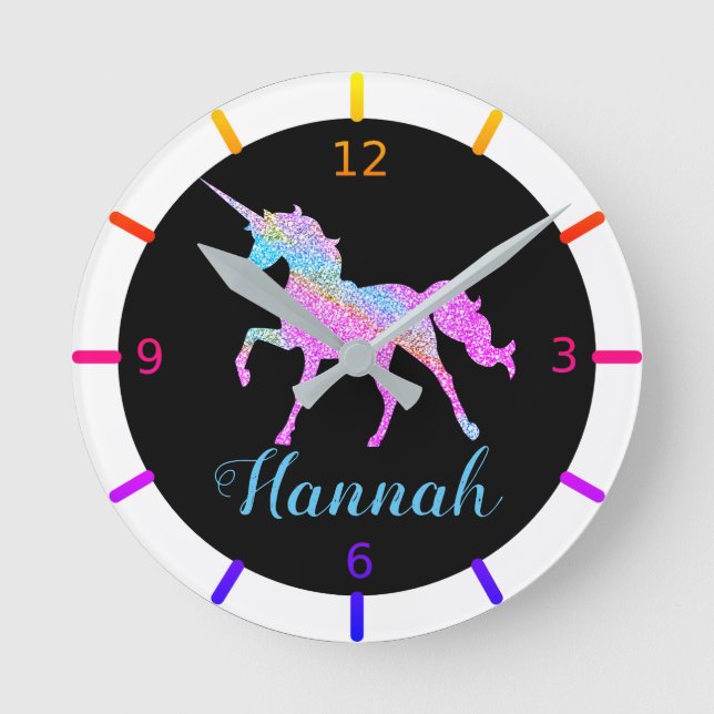 Colourful Unicorn Small Clock (Front)