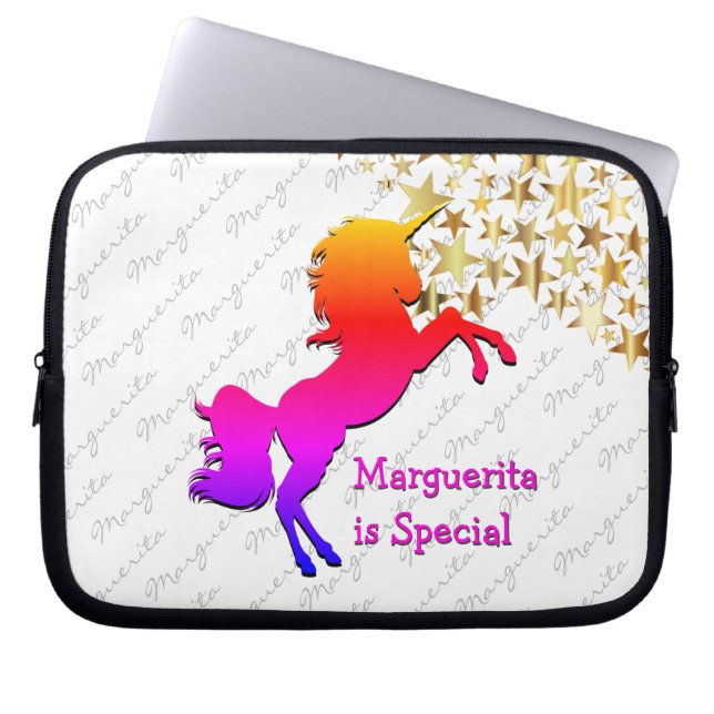 Colourful UNICORN Stars Personalised Keepsake Laptop Sleeve (Front)