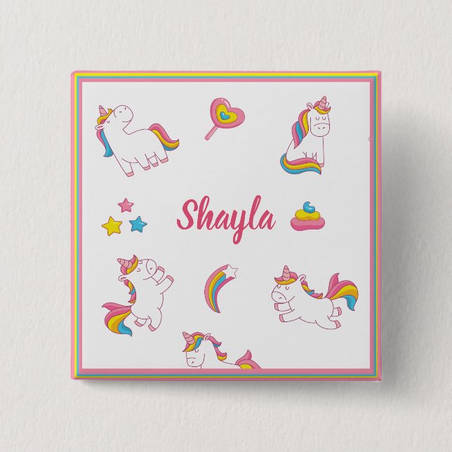 Colourful Unicorns 15 Cm Square Badge (Front)