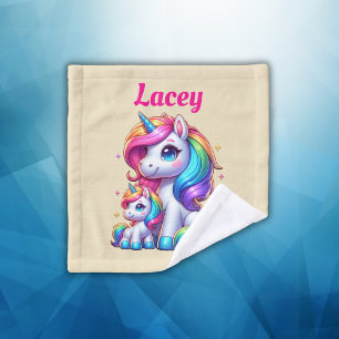 Colourful Unicorns, Monogrammed with Name Wash Cloth