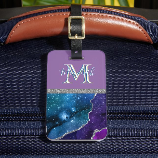 Colourful Unique Custom Lettering Agate Luggage Tag (Front Insitu 2)